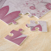 ピンクの抽象芸術ハート&フラワーフラワーフラクタルアートを愛 ジグソーパズル (側面)