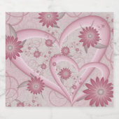 ピンクの抽象芸術ハート&フラワーフラワーフラクタルアートを愛 スパークリングワインラベル (シングルラベル)