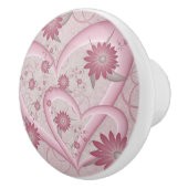 ピンクの抽象芸術ハート&フラワーフラワーフラクタルアートを愛 セラミックノブ (右)