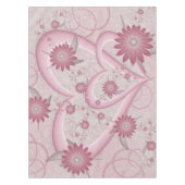 ピンクの抽象芸術ハート&フラワーフラワーフラクタルアートを愛 テーブルクロス (正面)