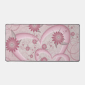 ピンクの抽象芸術ハート&フラワーフラワーフラクタルアートを愛 デスクマット (正面)