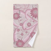 ピンクの抽象芸術ハート&フラワーフラワーフラクタルアートを愛 バスタオルセット (ハンドタオル)