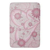 ピンクの抽象芸術ハート&フラワーフラワーフラクタルアートを愛 バスマット (正面縦)