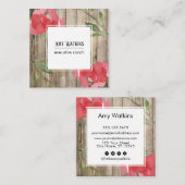 ピンクの抽象芸術バラの芽素朴、木材、ソーシャルアイコン スクエア名刺 (正面/裏面)