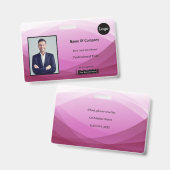 ピンクの抽象芸術ビジネス写真ID バッジ (正面＆裏面)