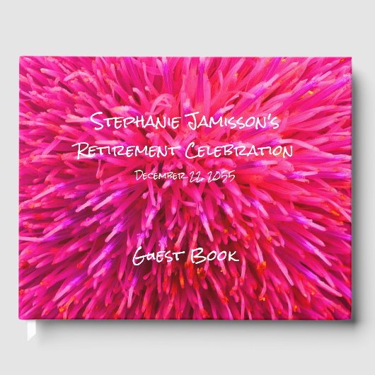 ピンクの抽象芸術フローラ退職パーティーメモリ ゲストブック (正面)