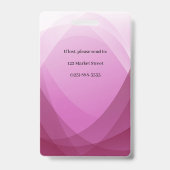 ピンクの抽象芸術従業員の写真ID バッジ (裏面)