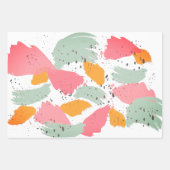 ピンクの抽象芸術水色のブラシストローク ラッピングペーパーシート (正面3)