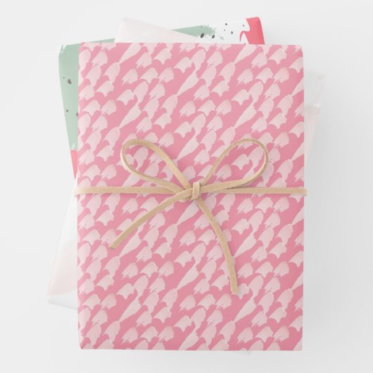 ピンクの抽象芸術水色のブラシストローク ラッピングペーパーシート (インサイチュ)