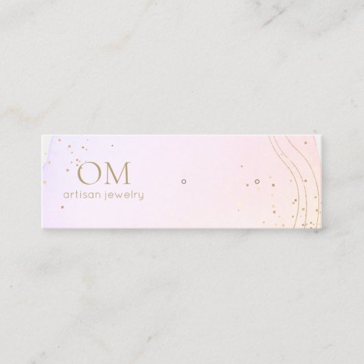 ピンクの抽象芸術水色イヤリングディスプレイミニ スキニー名刺 (正面)