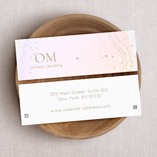 ピンクの抽象芸術水色イヤリングディスプレイミニ スキニー名刺