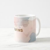 ピンクの抽象芸術水色ママから双子 コーヒーマグカップ (正面右)