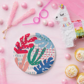 ピンクの抽象芸術紙プレート ペーパープレート (パーティー)