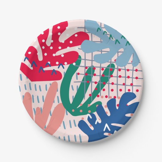 ピンクの抽象芸術紙プレート ペーパープレート (正面)