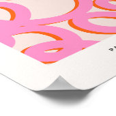 ピンクの抽象芸術線ブラシストローク ポスター (角)