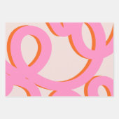 ピンクの抽象芸術線ブラシストローク ラッピングペーパーシート (正面3)