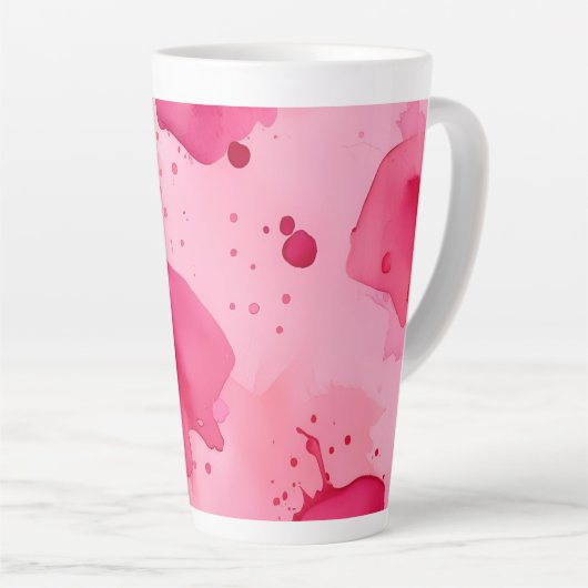 ピンクの抽象芸術 カフェラテマグ (右アングル)