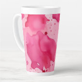 ピンクの抽象芸術 カフェラテマグ (左アングル)