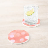 ピンクの抽象芸術《写真》ぼけ味ライトドット、フェミニンデザイン コースター (側面)