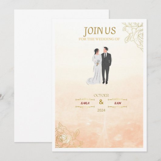 ピンクの招待状です 招待状 (正面/裏面)