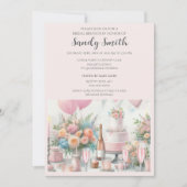 ピンクの招待状を添えたブライダルブランチ 招待状 (正面)