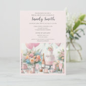 ピンクの招待状を添えたブライダルブランチ 招待状 (スタンド正面)
