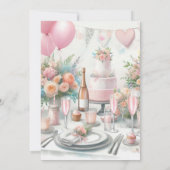 ピンクの招待状を添えたブライダルブランチ 招待状 (裏面)