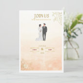 ピンクの招待状カード 招待状 (スタンド正面)