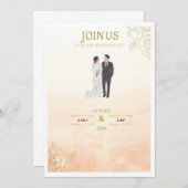 ピンクの招待状カード 招待状 (正面/裏面)