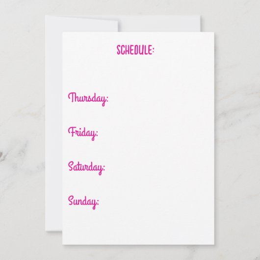 ピンクの招待状 招待状 (裏面)