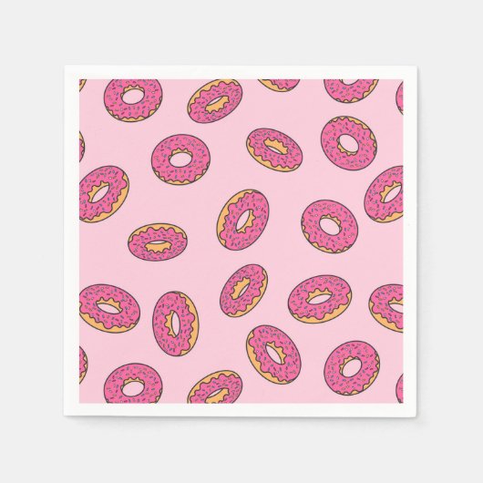 ピンクの振りかけるドーナツ型 スタンダードカクテルナプキン (正面)