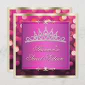 ピンクの揺らめくライト《写真》ぼけ味のSweet sixteenの招待 招待状 (正面/裏面)