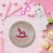 ピンクの揺り木馬のベビーシャワー ペーパープレート (パーティー)