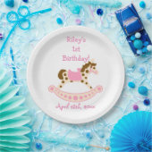 ピンクの揺り木馬の誕生日 ペーパープレート (パーティー)