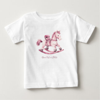 ピンクの揺れる馬のベビーTシャツ ベビーTシャツ