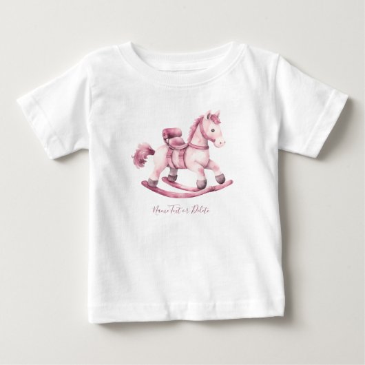 ピンクの揺れる馬のベビーTシャツ ベビーTシャツ (正面)