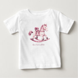 ピンクの揺れる馬の赤ちゃんTシャツ ベビーTシャツ