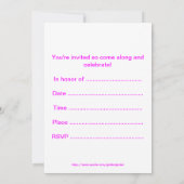 ピンクの携帯電話の誕生日パーティー招待状 招待状 (裏面)