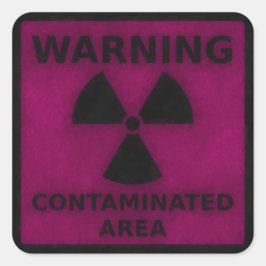 ピンクの放射警告線のステッカー スクエアシール