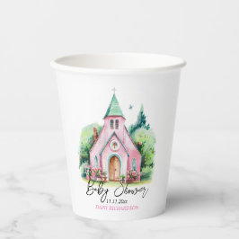ピンクの教会のフローラ水の色の赤ちゃんシャワー 紙コップ