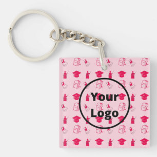 ピンクの教育ビジネスパターン キーホルダー