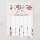 ピンクの散水缶開花赤ちゃんシャワービンゴゲーム 招待状 (正面)