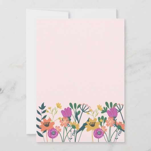 ピンクの散水缶開花赤ちゃんシャワービンゴゲーム 招待状 (裏面)