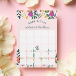 ピンクの散水缶開花赤ちゃんシャワービンゴゲーム 招待状