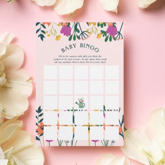 ピンクの散水缶開花赤ちゃんシャワービンゴゲーム 招待状