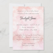 ピンクの散水赤ちゃんシャワーブラックレース傘 招待状 (裏面)