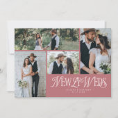 ピンクの数々の新婚結婚者の写真 案内状 (正面)