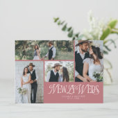 ピンクの数々の新婚結婚者の写真 案内状 (スタンド正面)