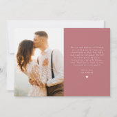 ピンクの数々の新婚結婚者の写真 案内状 (裏面)