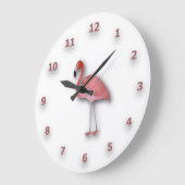 ピンクの数字を持つ光沢のあるフラミンゴ ラージ壁時計 (傾斜)